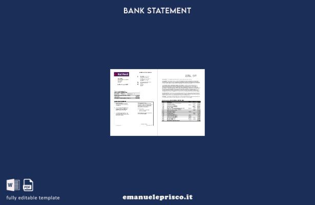 modello di pagine di parole dell'estratto conto bancario NatWest in stile verifi