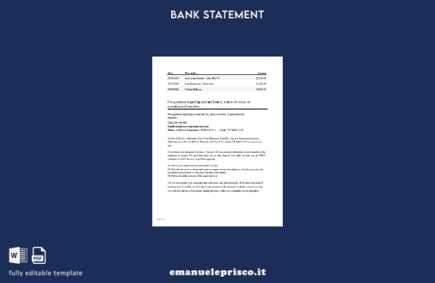 modello di pagine di parole dell'estratto conto bancario Synovus USA in stile ve