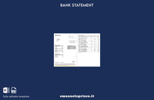 modello di pagine di parole dell'estratto conto bancario Think Money del Regno U