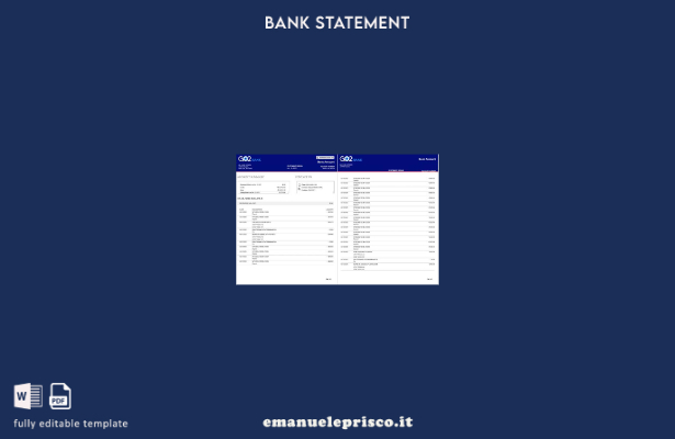 modello di pagine di parole dell'estratto conto bancario UK GO in stile verifica