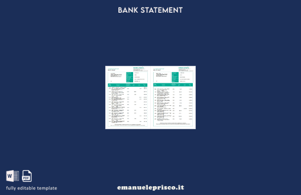 modello di pagine di parole dell'estratto conto bancario del Brunei Baiduri in s