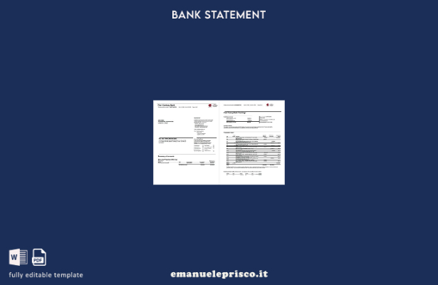 modello di pagine di parole dell'estratto conto bancario del primo secolo USA in