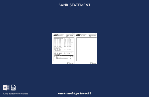 modello di pagine di parole dell'estratto conto bancario della Federal Credit 1