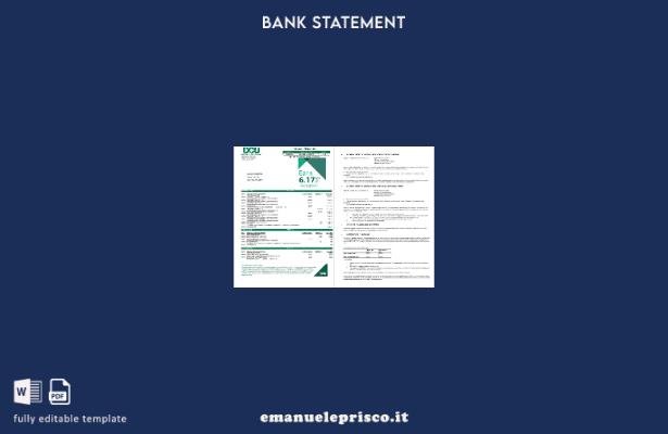 modello di pagine di parole dell'estratto conto bancario della Federal Credit 3