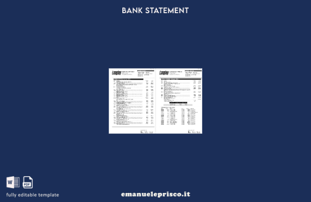 modello di pagine di parole dell'estratto conto bancario della Federal Credit Un