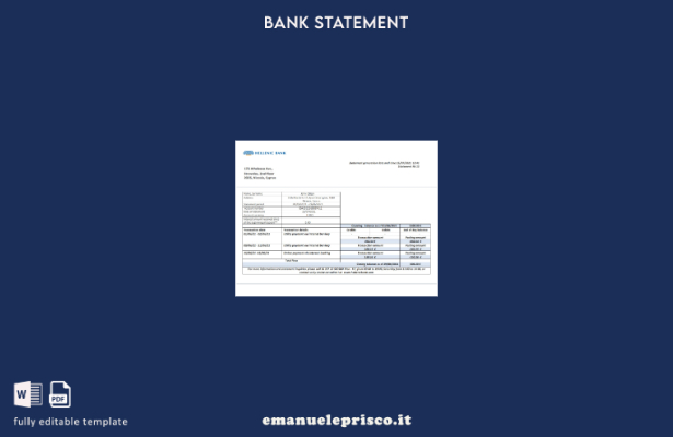 modello di pagine di parole dell'estratto conto bancario di Cipro ellenico in st