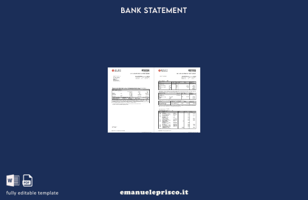 modello di pagine di parole dell'estratto conto bancario di Hong Kong Hang Seng
