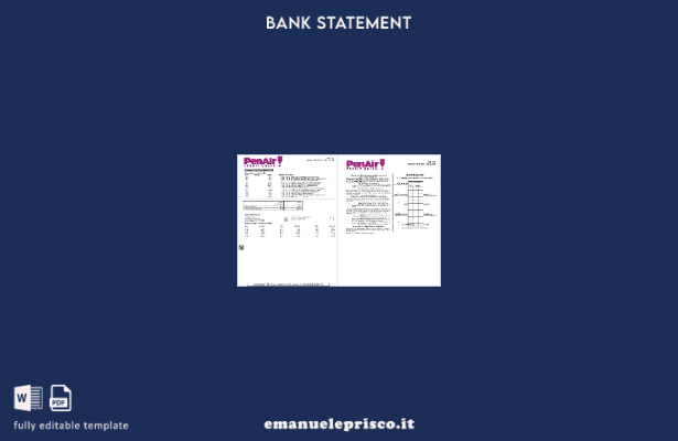modello di pagine di parole dell'estratto conto bancario di PenAir Credit Union