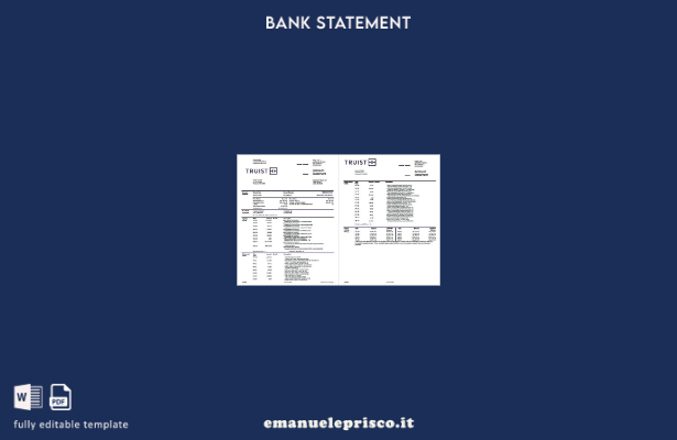 modello di pagine di parole dell'estratto conto bancario di Truist in stile veri
