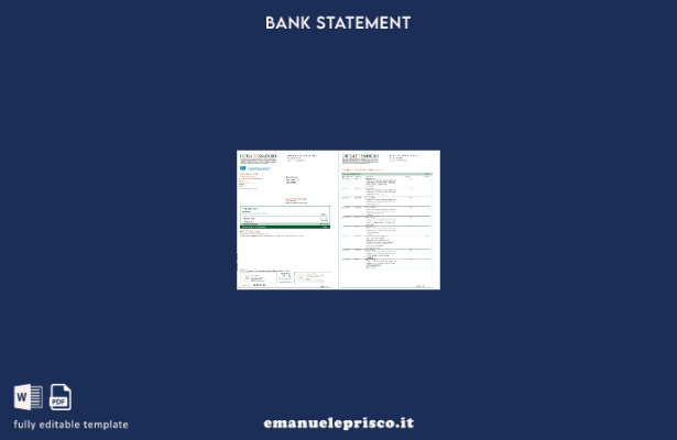 modello di pagine di parole dell'estratto conto bancario di stile verificato Ita