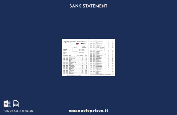 modello di pagine di parole dell'estratto conto del conto di risparmio bancario