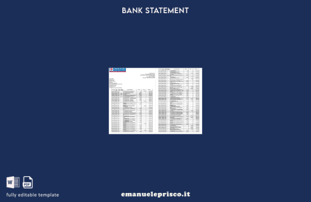 modello di pagine di parole dell'estratto conto della Banca Centrale dell'Indi 1