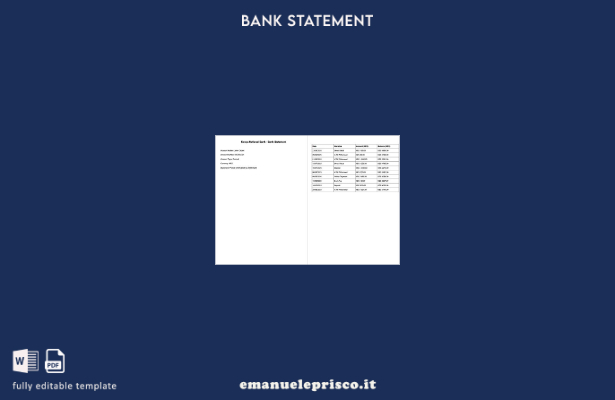 modello di pagine di parole dell'estratto conto della Banca nazionale del Kenya