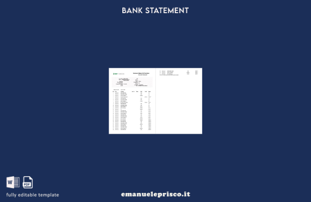modello di pagine di parole dell'estratto conto della Banca nazionale del Paki 1