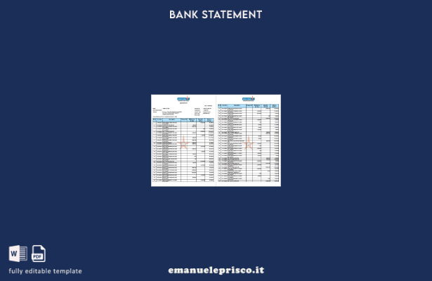 modello di pagine di parole dell'estratto conto della Bank of India in stile ver