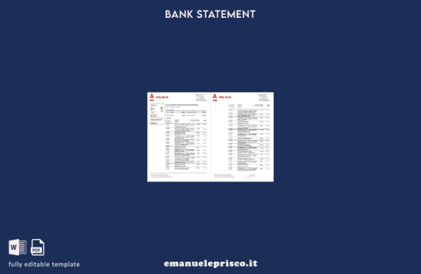 modello di pagine di parole dell'estratto conto della Russia Alfa Bank in stile