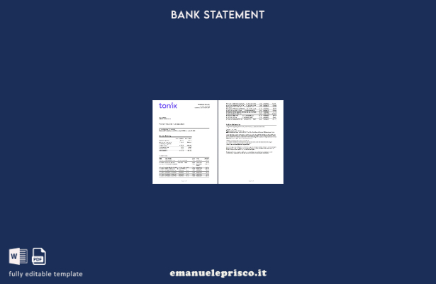 modello di pagine di parole dell'estratto conto della carta di debito Visa Premi