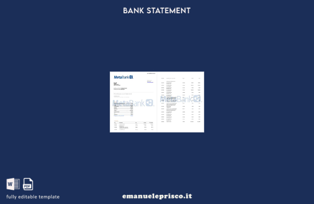 modello di pagine di parole dell'estratto conto di USA Washington Metabank in st
