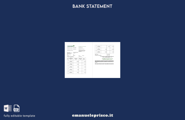 modello di pagine di parole di estratto conto Vietnam Vietcombank in stile verif