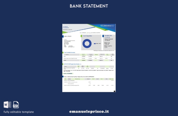 modello di pagine di parole di estratto conto bancario India Edelweiss in stile