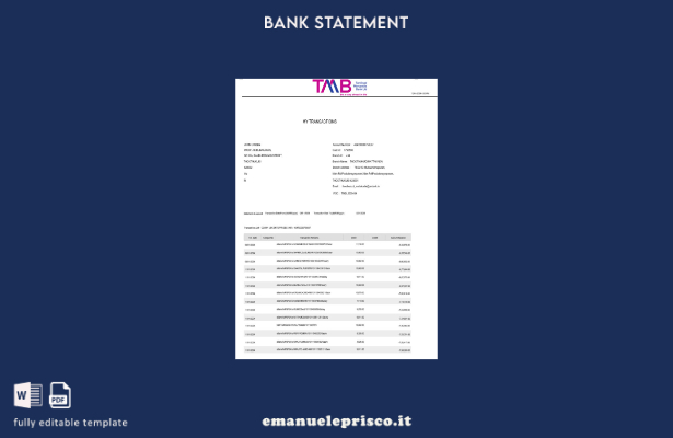 modello di pagine di parole di estratto conto bancario India TAB in stile verifi