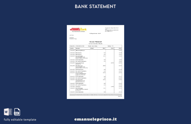 modello di pagine di parole di estratto conto bancario JMMB Spagna stile verific