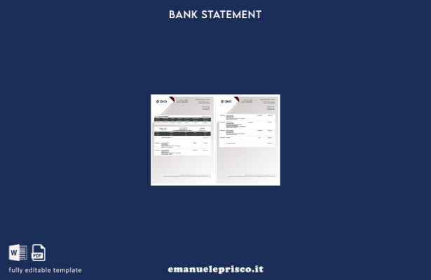 modello di pagine di parole di estratto conto bancario Qatar QNB in ​​stile veri