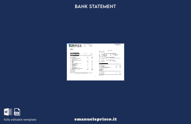 modello di pagine di parole di estratto conto bancario Rogue USA Oregon in stile