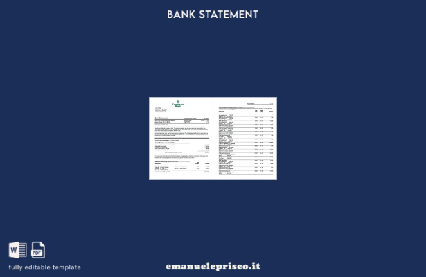 modello di pagine di parole di estratto conto bancario USA Commerce in stile ver