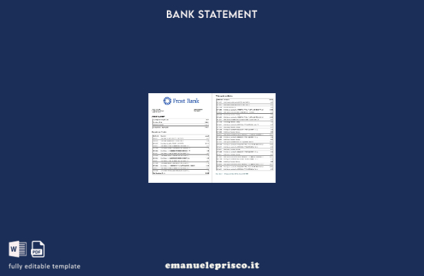 modello di pagine di parole di estratto conto bancario USA Frost in stile verifi