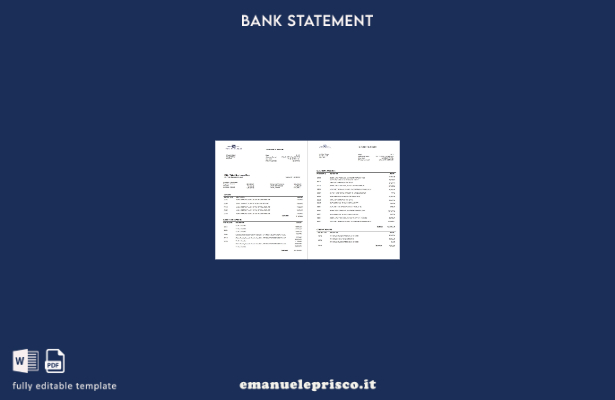 modello di pagine di parole di estratto conto bancario USA Quinto Terzo stile ve
