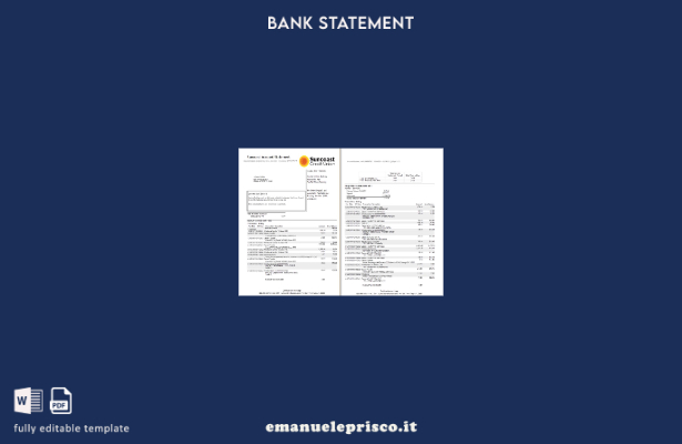 modello di pagine di parole di estratto conto bancario USA Suncoast in stile ver