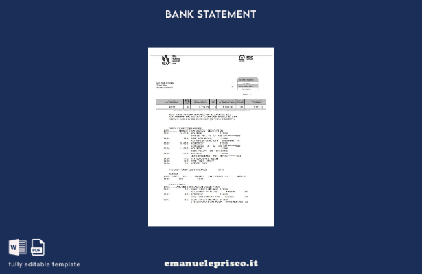 modello di pagine di parole di estratto conto bancario USA USAA in stile verific