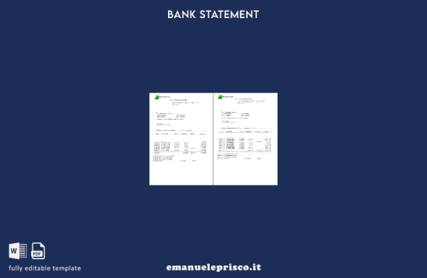 modello di pagine di parole di estratto conto bancario dei produttori filippini
