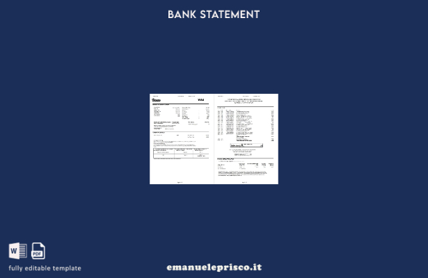 modello di pagine di parole di estratto conto bancario della Federal Credit Unio