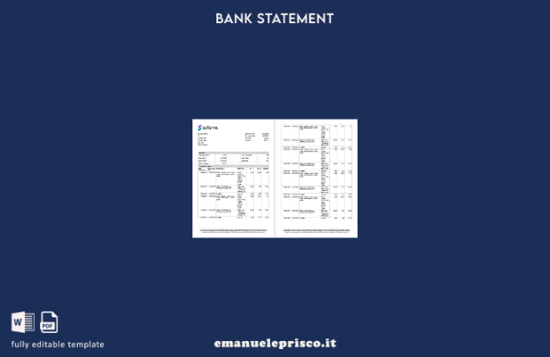 modello di pagine di parole di estratto conto bancario in stile verificato del R
