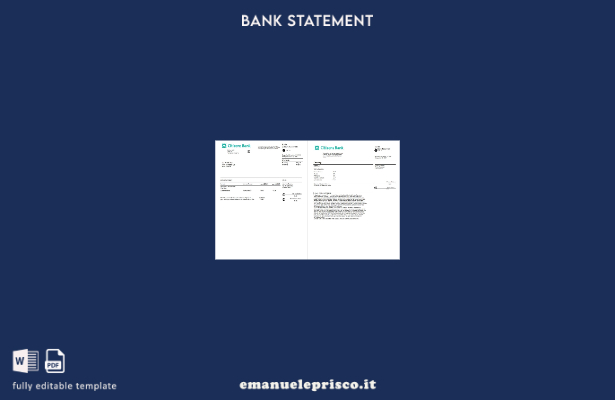 modello di pagine di parole di estratto conto bancario per cittadini USA in stil