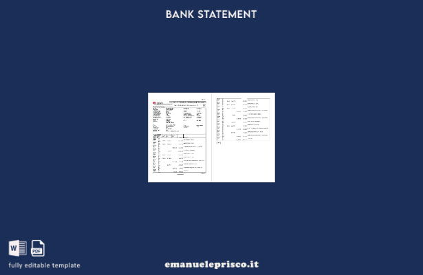 modello di pagine excel dell'estratto conto bancario India Finacle in stile veri