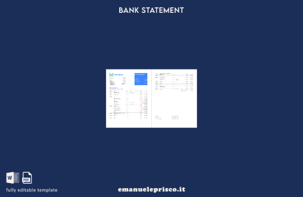 modello di pagine excel dell'estratto conto bancario Monese in stile verificato