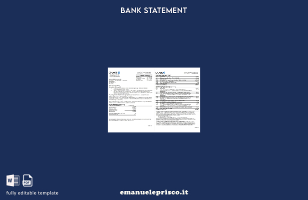 modello di pagine excel dell'estratto conto bancario USA JP Morgan Chase in stil