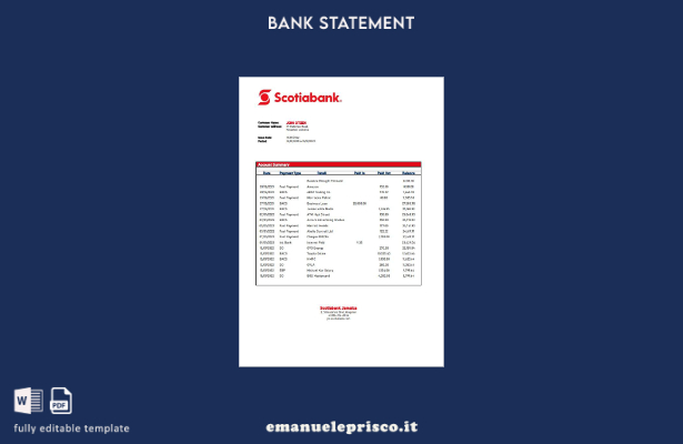 modello di parola di dichiarazione di Giamaica Scotiabank stile verificato