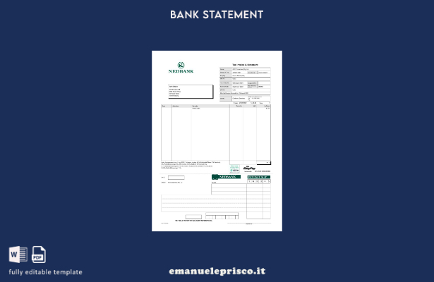 modello di parola di dichiarazione di stile verificato Sud Africa Nedbank