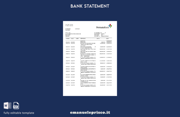 modello di parola di estratto conto Permatabank Indonesia stile verificato