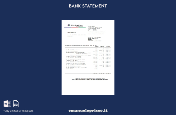modello di parola di estratto conto bancario Bangla olandese stile verificato Ba