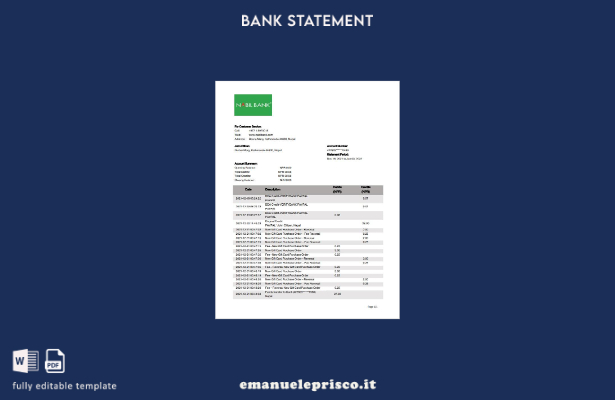 modello di parola di estratto conto bancario Nepal Nabil stile verificato