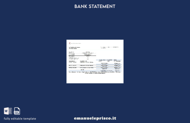 modello di parola di estratto conto bancario del commerciante di stile verificat