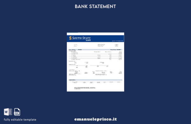 modello di parola di estratto conto bancario dello stato sud degli Stati Uniti i