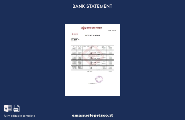 modello di parola di estratto conto falso India Rupali Limited stile verificato