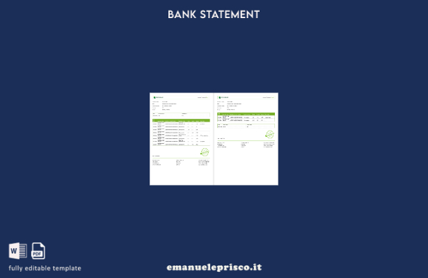 modello di parole delle pagine dell'estratto conto bancario di Rabitabank dell'A