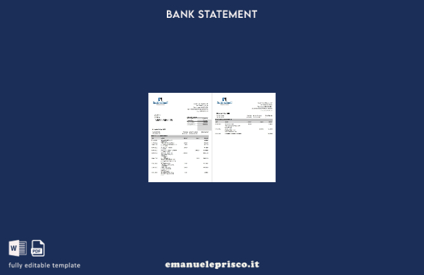 modello di parole delle pagine dell'estratto conto bancario di Sutton stile veri